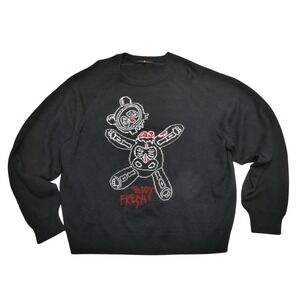 Teddy Fresh Sweater Mens XL Black Teddy Bear Skull Graphic Pullover Crewneck